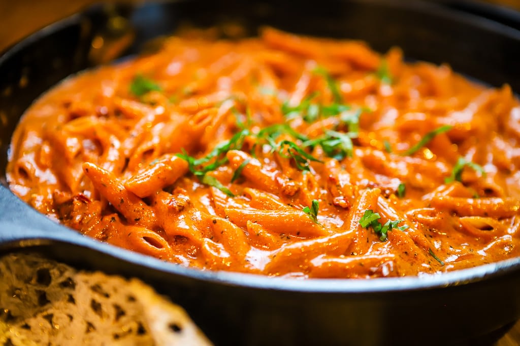 Penne With Creamy Sun-Dried Tomato Pesto - Escape From Grains